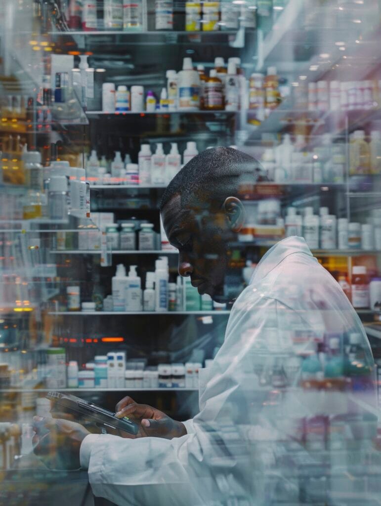 Pharmacist at work in a pharmacy